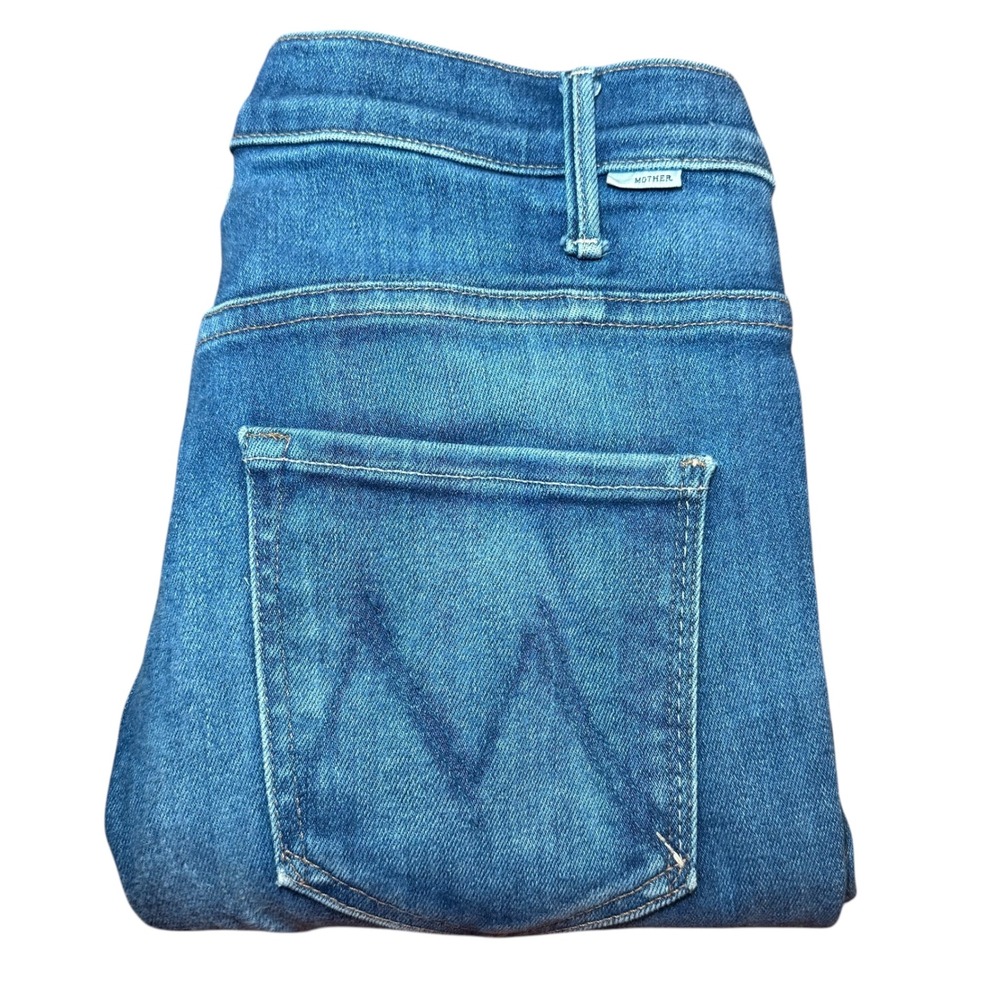 Mother The Hustler Ankle Fray Jeans Home Movies Blue Flare 1117-686 Womens Sz 27